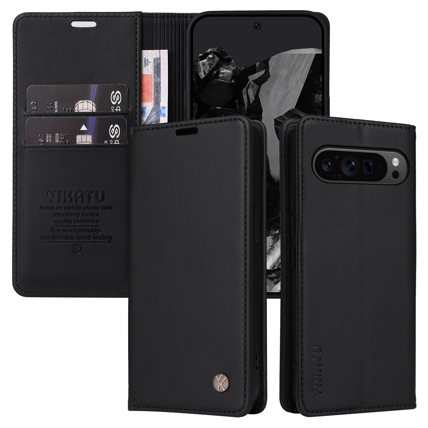 YIKATU YK-001 For Google Pixel 9 Pro Phone Case Magnetic Closure PU Leather Flip Cover YIKATU YK-001 For Google Pixel 9 Pro Phone Case Magnetic Closure PU Leather Flip Cover